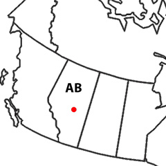 The location of Edmonton in Alberta, Canada