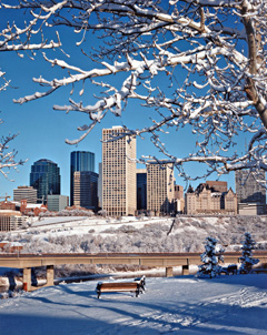 A view of the city of Edmonton, Alberta, Canada in winter