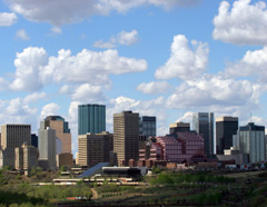 The skyline of Edmonton, Alberta on a sunny day