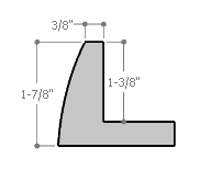 This L-shaped modern canvas floater frame, features a black smooth curved wall. 

*Note: These solid wood, custom canvas floaters are for stretched canvas prints and paintings, and raised wood panels.