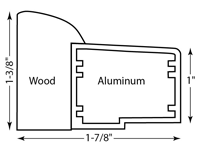 Kiln-dried pine is connected to a specially milled 3/8" aluminum bar. Paintings will never twist, warp, bend or change due to dryness or humidity. The recycled aluminum stock provides a structural frame of total strength and stability. The pine outer bar offers a smooth, rounded edge and a solid surface for stapling. Pro-Bars start at 11" and can be cut to 144" and beyond.